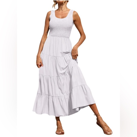 Sleeveless Maxi Dress - Tiered and Smocked - Picture 3 of 4